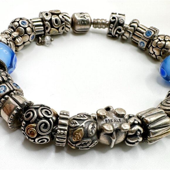 Pandora Charm Bracelet With 25 Charms (Sterling & 14K Accent Beads) - Picture 9 of 14